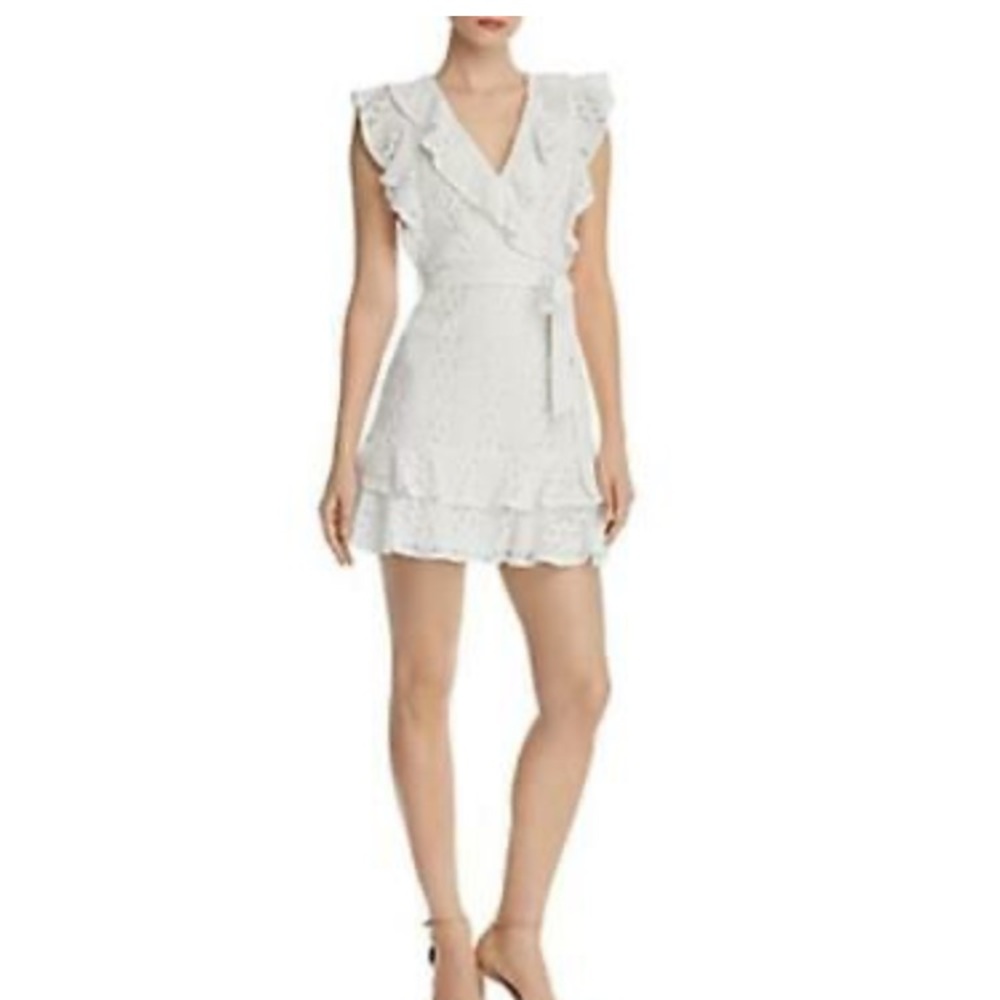 Aqua White Ruffled Mini-Dress - Picture 2 of 6